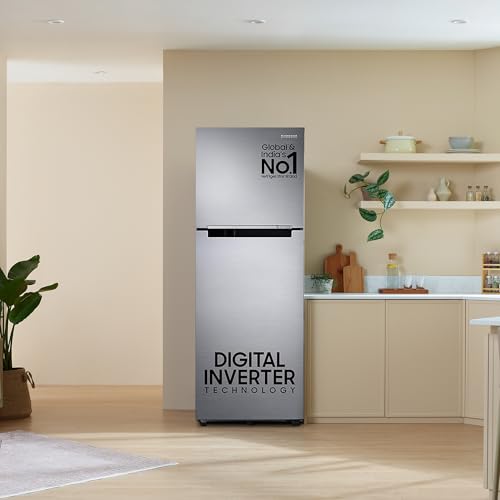 Image of Samsung 236 L, 3 Star, Digital Inverter, Frost Free Double Door Refrigerator (RT28C3053S8 /HL, Silver, Elegant Inox)