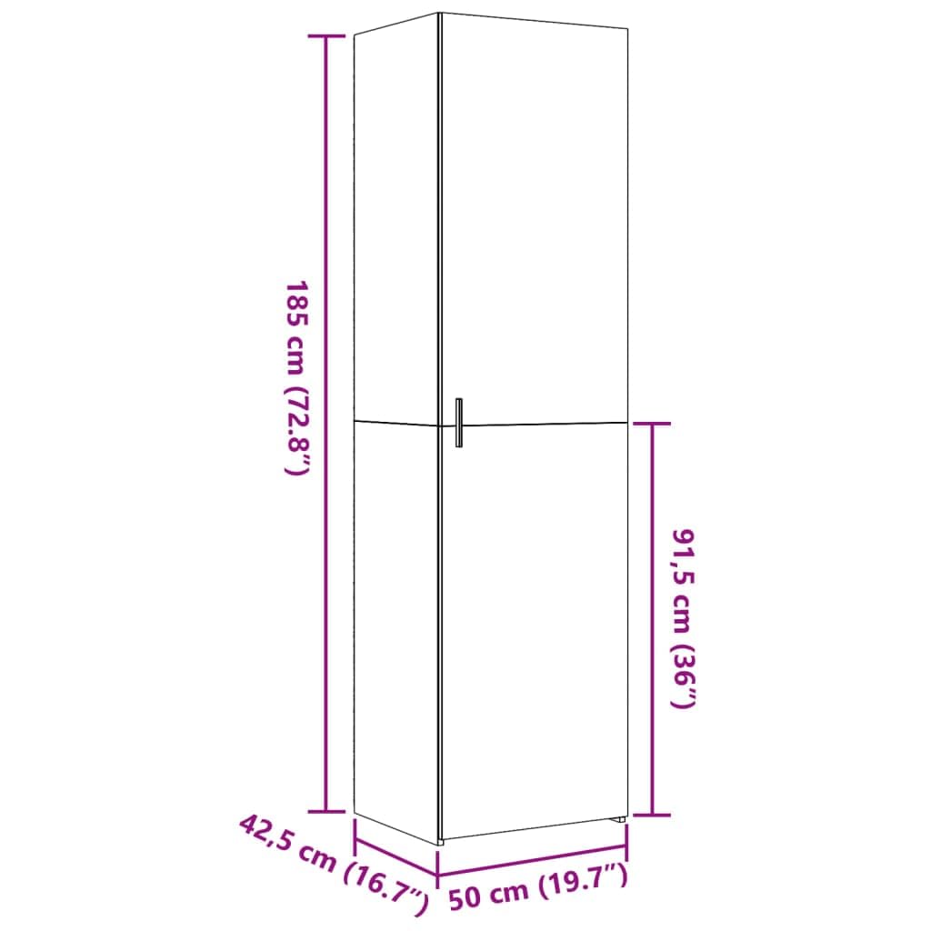 Hoge kast 50x42,5x185 cm bewerkt hout gerookt
