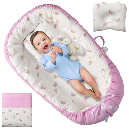 Image of Totsi Baby Lounger with Pillow & Blanket | Ultra-Soft Baby Nest | Machine Washable Infant Lounger 0-24 Months | Adjustable Infant Nest for Travel | Baby Nest for Newborn