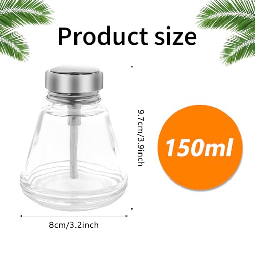 3 Pcs 6 Oz/150ml Alcohol Bottle Pump Dispenser with Metal Clamshell Clear Pump Dispenser Bottle, Push Down Pump Dispenser Refillable Alcohol Pump Dispenser Bottle for Makeup Remover2