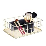 Jwthee Small Gold Wire Mesh Basket, Metal Wire Baskets for Storage Gold Desktop Metal Storage Basket Bin Fruit Basket for Kitchen Cabinets, Bathroom, Pantry, Garage, Laundry Room