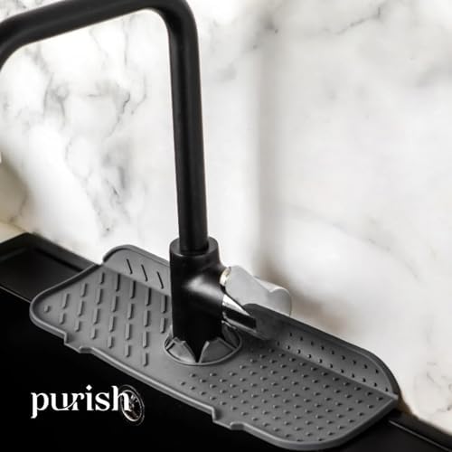 Purish | Esnek Silikon Musluk Arkası Su Tutucu ve Lavabo Matı – Mutfak ve Banyo Kullanımı için Drenajlı Musluk Pedi, Süngerlik ve Tezgah Koruyucu - Görsel 6