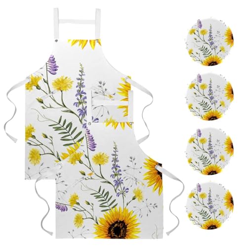Tablier de cuisine anti-taches avec 4 broches pour le travail en salle