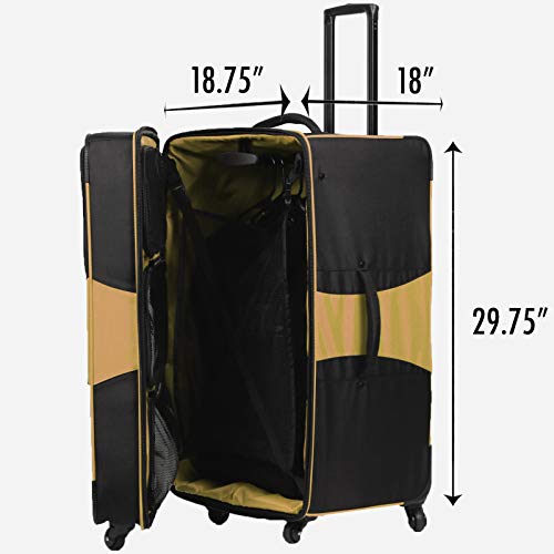 Gold And Black Suitcase - Dance Bag With Garment Rack - Rolling Garment Bag - Hanging Garment Bag - Dance Garment Bag For Costumes - Bag Rack Dance Bags - 29 In Suitcase - LITZ Competition Roller