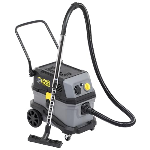Fartools Aspirateur Eau, poussière, plâtre et gravats, Triple Filtration et décomatage 1600W 35L, Prise asservie, variateur de Vitesse, Trolley, Nombreux Accessoires