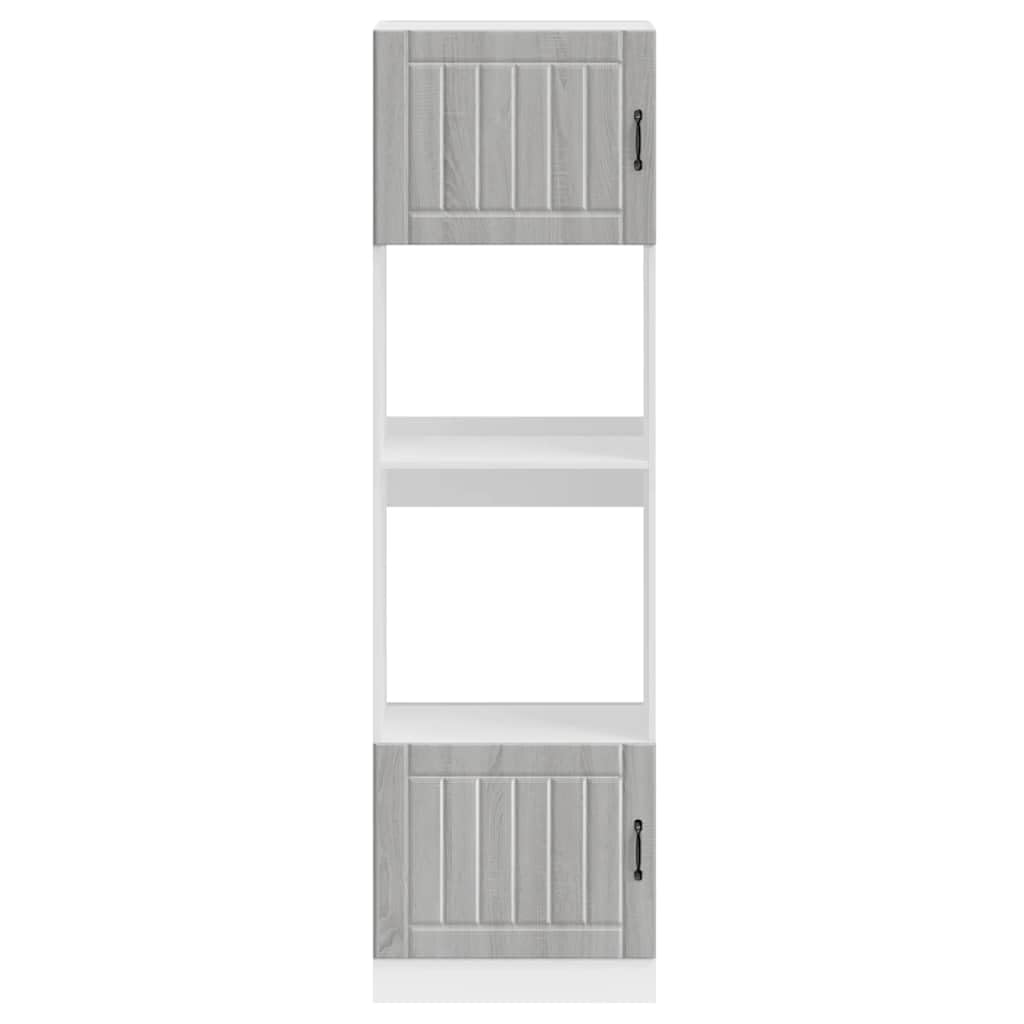 Kalmar - Set di 2 mobili per fornelli, in legno Sonoma, 60 x 57 x 207 cm, con piedini regolabili, autoportante, per microonde e forno, portaoggetti da cucina, organizer