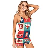 Mnsruu Conjunto de pijama con diseño de bandera británica de Londres, para dormir, lencería de satén, ropa de dormir