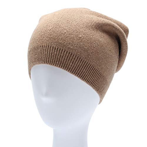YUKM Herbst und Winter Kaschmir gestrickte Hüte, Damen Warme Mützen, Beanies, Kalotte, Picknick, Wandern, Angeln, Radfahren Hüte, Gelb Cover