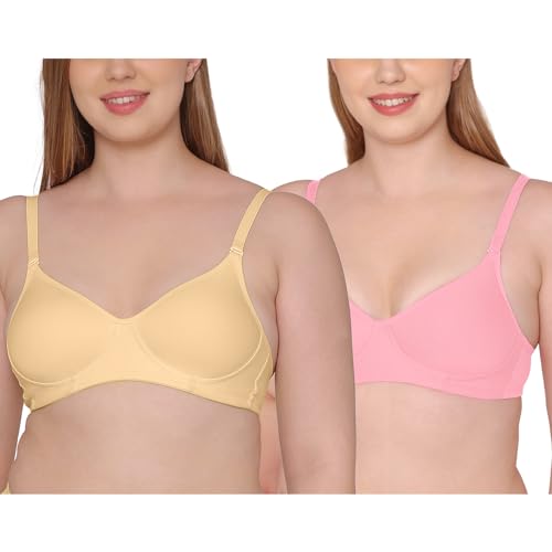 Image of Tweens - Medium Padded Cotton Rich Bra - Full Coverage, Seamless, Multiway Straps, Wirefree Everyday T-Shirt Bra (Pack of 2)