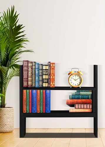 Image of SBF Furniture Wooden Bookcase for Home Office and Library Engineering Wood Space Saving Bookrack Freestanding Books Holder Stylish Book Organizer (Square 3 Step) (Black) DIY(Do-It-Yourself)
