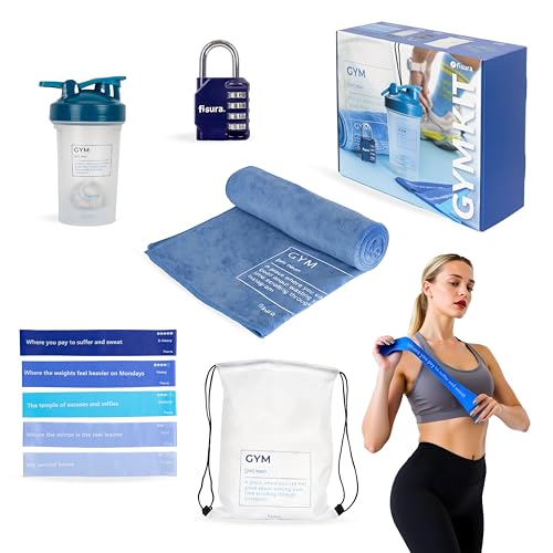 Coffret fitness original Fisura avec 5 élastiques de résistance et un shaker