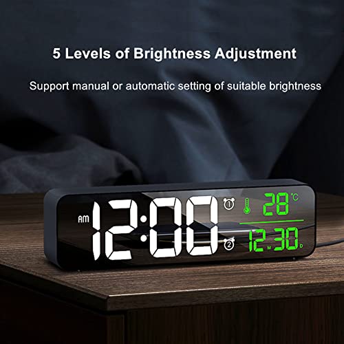 Digital Clock Large Display Alarm Clock For Living Room Office Bedroom Decor Led Electronic Date Temp Display Wall Electric Clocks Automatic Brightness Dimmer Smart Cool Modern Desk Accessories Black #TOP3