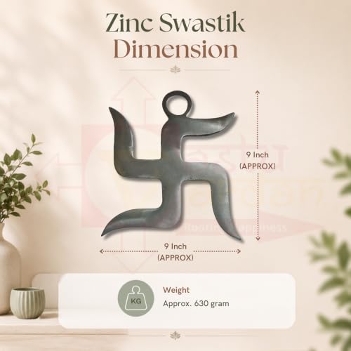 Image of Zinc Swastik | 9 Inch Approx. | Vastu Dosh Nivaran Remedies | Swastik for Entrance | Home and Office |