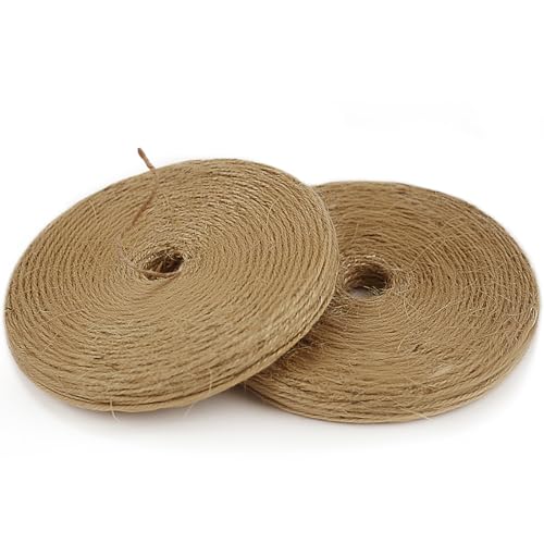 Image of PerkHomy 1200 Feet (2Pcs*600ft) Jute Twine String for Crafts Gift Wrapping Packing Gardening Crochet Knitting Macrame Decor (Brown 600ft*2pcs Pie-Shaped)
