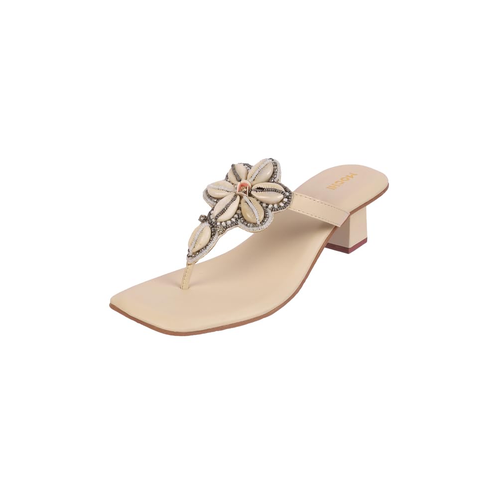 mochi Women Synthetic Floral-Embellished Block Heel Sandal-picture-34