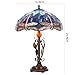 AVIVADIRECT Tiffany Table Lamp Blue Dragonfly Stained Glass Desk Reading Light 16X16X24 Inch Metal Leaf Base for Bedroom Living Room Home Office