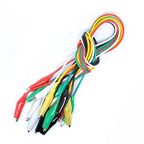 Willwin 10 Pcs 49,5 cm/0.5 m Fils de Test avec Pinces Alligator Lot isolé Test cble Double Clips 4.5mm/0.17inch Cover