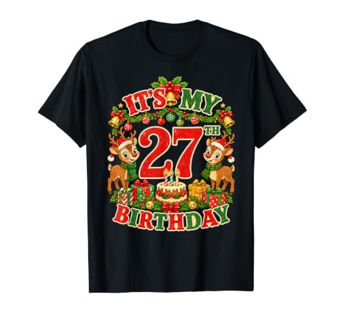 It's My 27th Birthday Christmas Reindeer 27 Years Old Party T�V���c