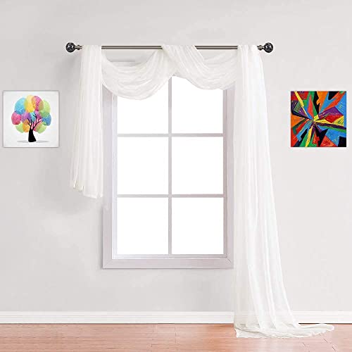 Warm Home Designs 24 Feet Long Ivory Sheer Window Scarf. These XXL Length Valance Scarves 54 X 288 Inches in Size. Great as Bed Canopy or Wedding Arch Draping Fabric. AM Ivory 288"