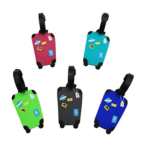 Preisvergleich Produktbild Voarge Kofferanhänger, 5 Stück Kofferanhänger mit Namensschild Bunt Flugzeug Gepäckanhänger aus Silikon Luggage Tag aus Silikon Luggage Tag Gegen Verloren Zufällige Farbe 8.5cm*5.5cm