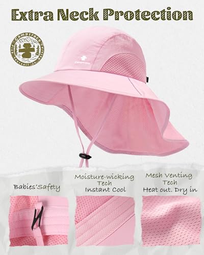Image of camptrace Safari Kids Sun Hat Wide Brim Bucket Cap Toddler Fishing Hats Boy Girl