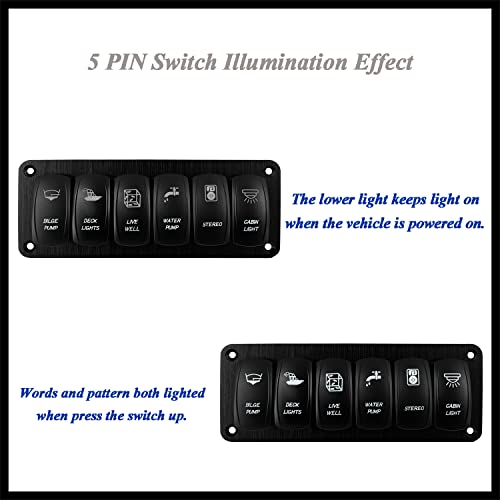 Image of Customize 6 Way UTV Rocker Switch Panel White Led 5 PIN 7Pin ON-Off-ON Switch Panel with Mounting Bracket for Car Marine Yacht RV Camper 12V 24V IP66