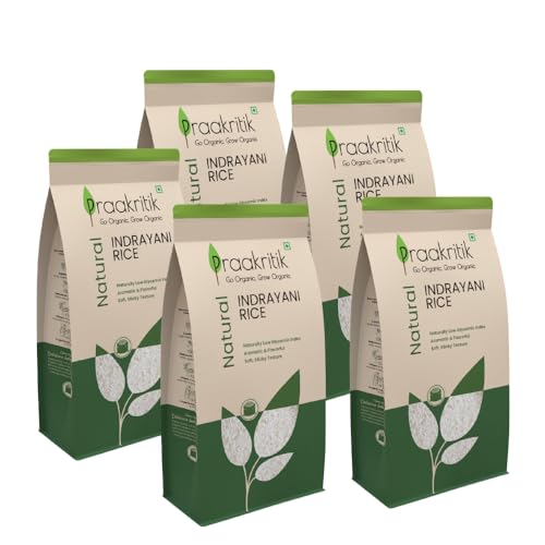 Image of Praakritik Natural Indrayani Rice 5 KG, Sticky RIce, 100% unpolished Indrayani Rice, Traditional Rich & Aromatic, Medium Sized Grain Everyday Rice
