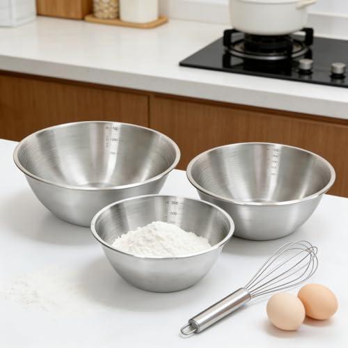 Set de 3 tazones de acero inoxidable con medidas miniatura 2
