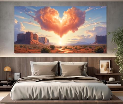 Impression sur toile cœur et roches rouges format cadre 30x60