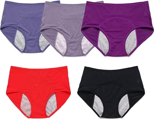 MOLKKI Cuecas de mulher absorventes para incontinência cuecas menstruais absorventes incontinência proteção contra fugas de urina algodão ecológicas laváveis reutilizáveis B, 2XL (65-75 kg)
