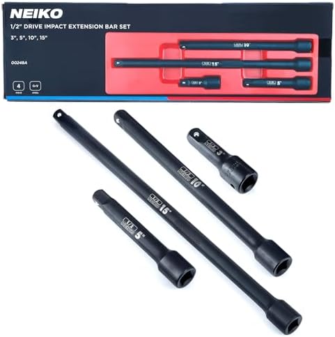 NEIKO 00248A 1/2-Inch-Drive Impact Extension-Bar Set, Impact Sock...