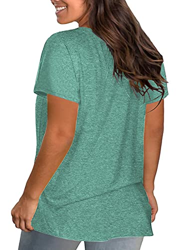 Image of DOLNINE Plus-Size Tops for Women Casual Short Sleeve Color Block T-Shirts | Basic Going Out Tees, Summer Trendy Loose Fit Tunics