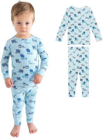Posh Peanut Boys Pajamas - PJs for Kids Made of Soft Viscose from Bamboo, Long Sleeve Toddler PJs & Matching Boys Pajama Sets