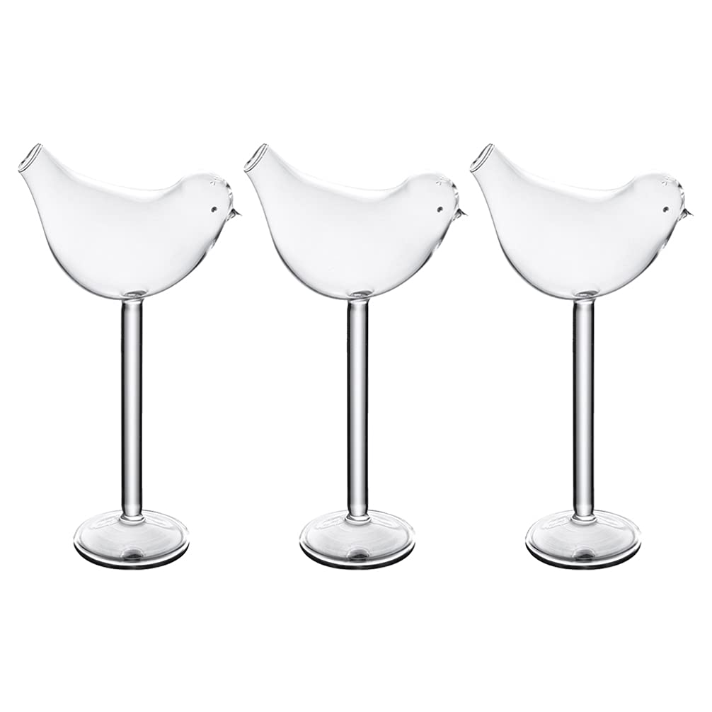 NOLITOY 3pcs Bird Cocktail Glasses Bird Shaped Wine Glasses Goblet Glass for Party Wedding Home