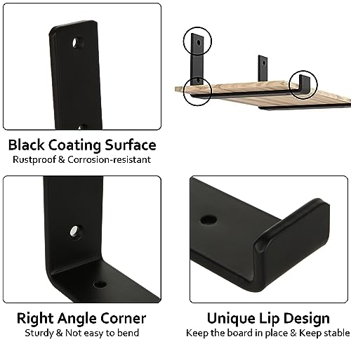 SENENQU 4 Pack Heavy Duty Shelf Brackets, 225mm x 110mm x 40mm Metal Scaffold Board Shelf Brackets, Industrial Shelving Brackets for Shelves | Matching Screws & Anchors Included - Image 3