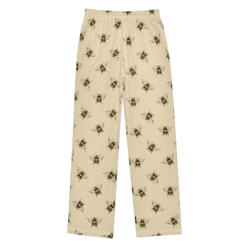 ZZXXB Bee Print Boys Long Pants Soft Trousers Elastic Waist Kids Lounge Bottoms with Pockets S-XL