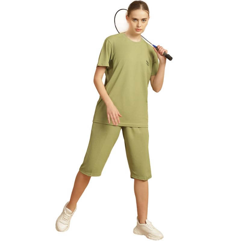 Image of Mack Jonney Solid Regular Fit Polyster Lycra Capri for Women-P