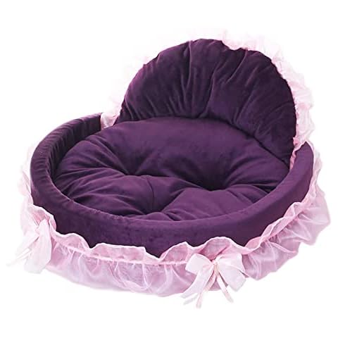 pawstrip Pink Dog Bed Washable Princess Cat Couch Soft Plush Pet Sofa Nest Mat Anti-Slip Puppy Cave Beds Cute Cozy Kitten Doggy Kennel Cushion Small Medium Dogs Cats Sleeping Pad(Red) Cover