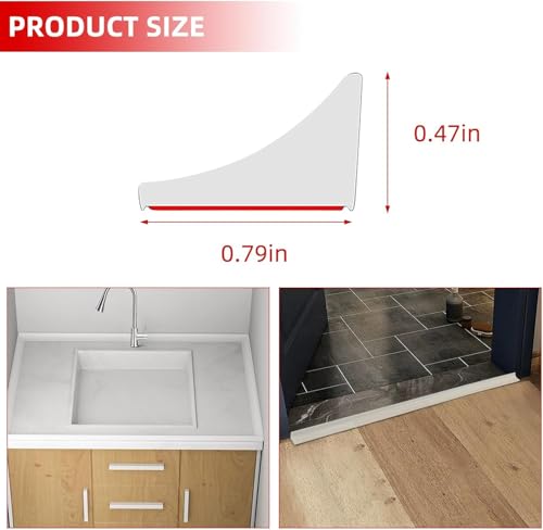 Image of RANDEN Self-Adhesive Silicone Water Stopper Strip - Collapsible Threshold Barrier Strip for Dry & Wet Separation, Sink Water Splash Guard, Bathroom Water Stopper (White, 1 Meter)