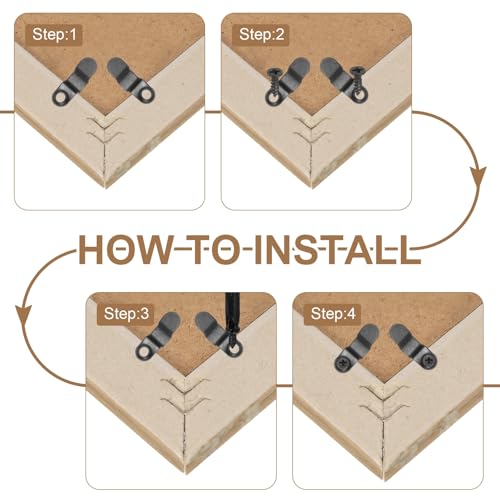 Image of uxcell 200pcs Picture Frame Backing Clips, 0.94 inch Photo Frame Turn Buttons Fasteners Hardware Corner Clip with 200pcs Screw for Hanging Pictures Craft Drawings, Bow Shaped Black