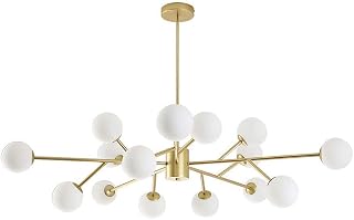 SLFFLS Sputnik Modernd Chandelier Mid Century Lighting Frosted Ceiling Light for Kitchen Dining Room Living Roomden,18 Lights/Den/15 Lights