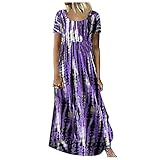 FOVIGUO Women Casual Short Sleeve Tie Dye Printed Kaftan Dresses Plus Size Boho Summer Loose Long...