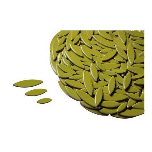 VerzTile Mosaic Tiles for Crafts - Petal Shaped Ceramic Tile Craft Hobbies & Art Projects 39 Color Options Endless Creativity DIY Design (Lime Green)