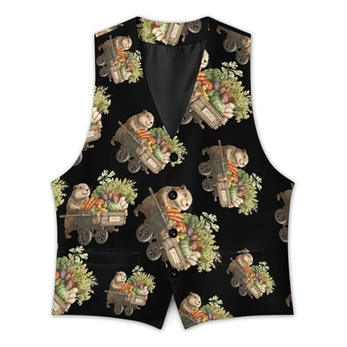 Groundhog Vegetables Men's Suit Vest Slim Fit Business Dress Party Pattern Waistcoat Vest Top3