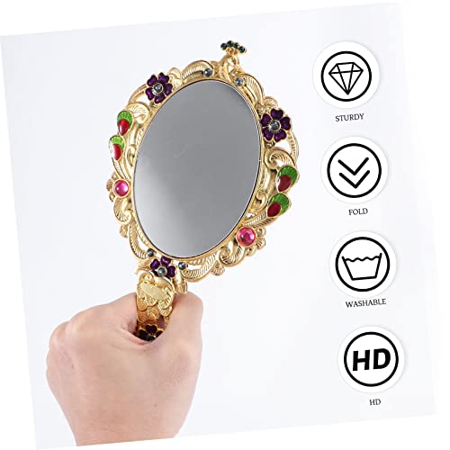 Espejo de maquillaje portátil estilo vintage plegable miniatura 6