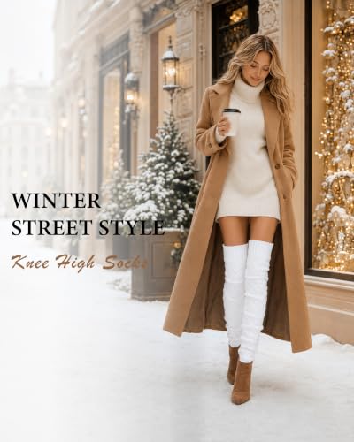 Image of Pcavin Thigh High Socks for Women, Long Cable Knit Over Knee Boot Stockings | Extra Long Fit, Cable Knit Texture, Warm Thick Knit, Winter Boot Socks, Cozy Leg Warmers, Sweater Sock Style