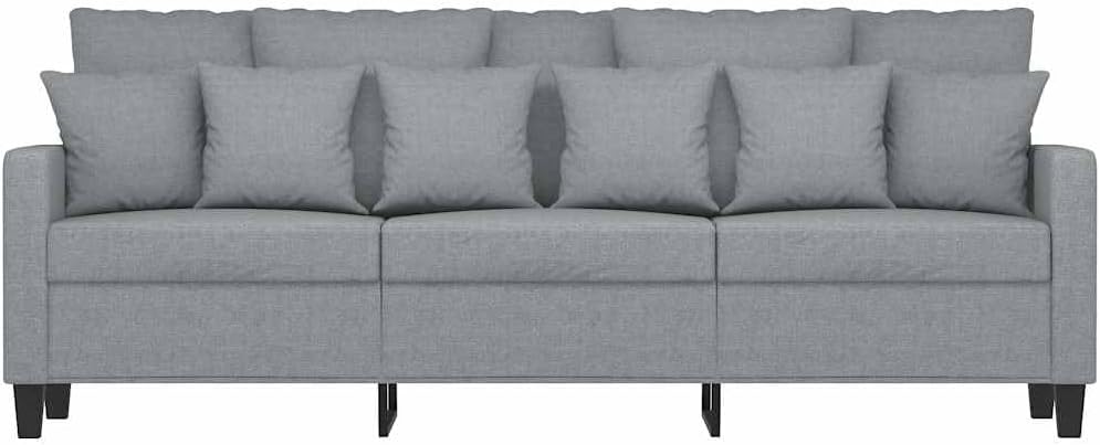 3-Seater Sofa Light Grey 100% Polyester Fabric Living Room Furniture