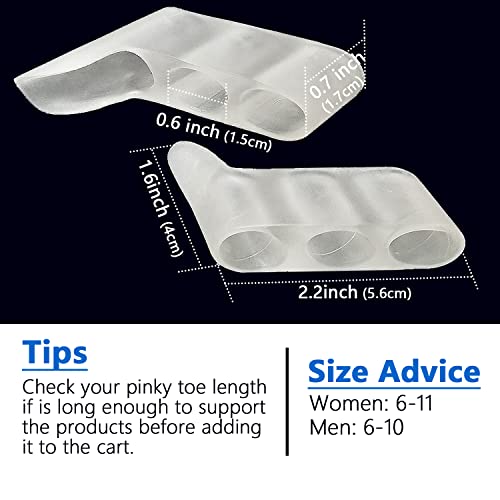 Jkcare Pinky Toe Separators & Protectors, Silicone Little Toe Spacer For Overlapping Toe, Curled Toe, Pinky Hammer Toe, Tailor’s Bunion Pain Relief - 6 Pack (Transparent) #TOP1