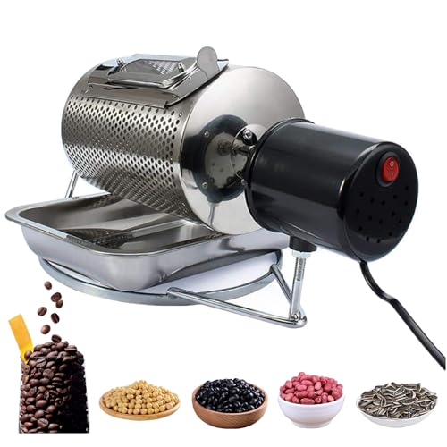 Tostatrice Elettrica per Chicchi di caffè, Tostatrice A Tamburo in Acciaio Inossidabile, Attrezzatura per Tostatura con capacità di 250 G, Tostatrice per Frutta Secca A Basso Rumore
