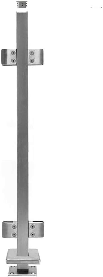 Stainless Steel 316 [Marine Grade] Handrail Railing System: 1-5/8"(40 * 40MM) Square Middle Post w/Square Glass Clamps 180°, for 3/8" or 1/2" Glass Thickness, Height 42"